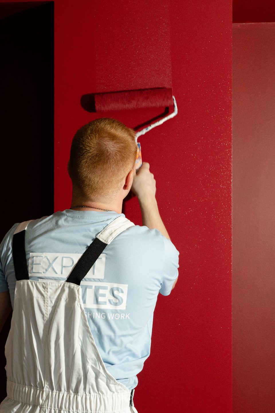 Painting a deep red wall
